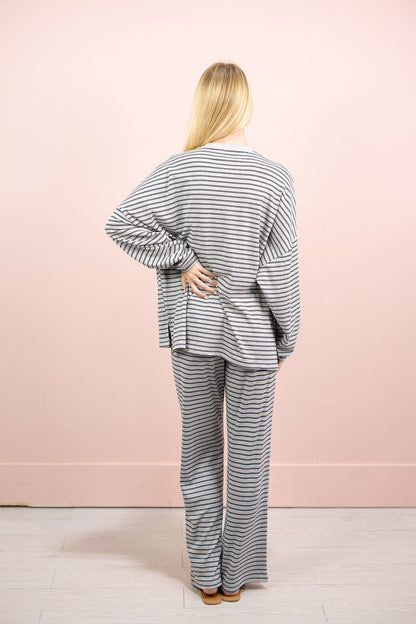 Multi Stripe Lounge Top Grey