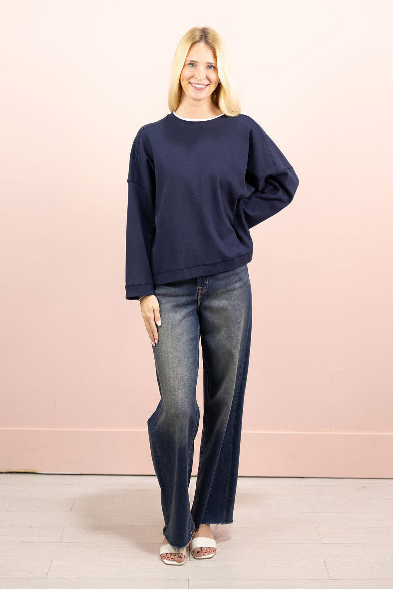 Double Layer Crewneck Navy