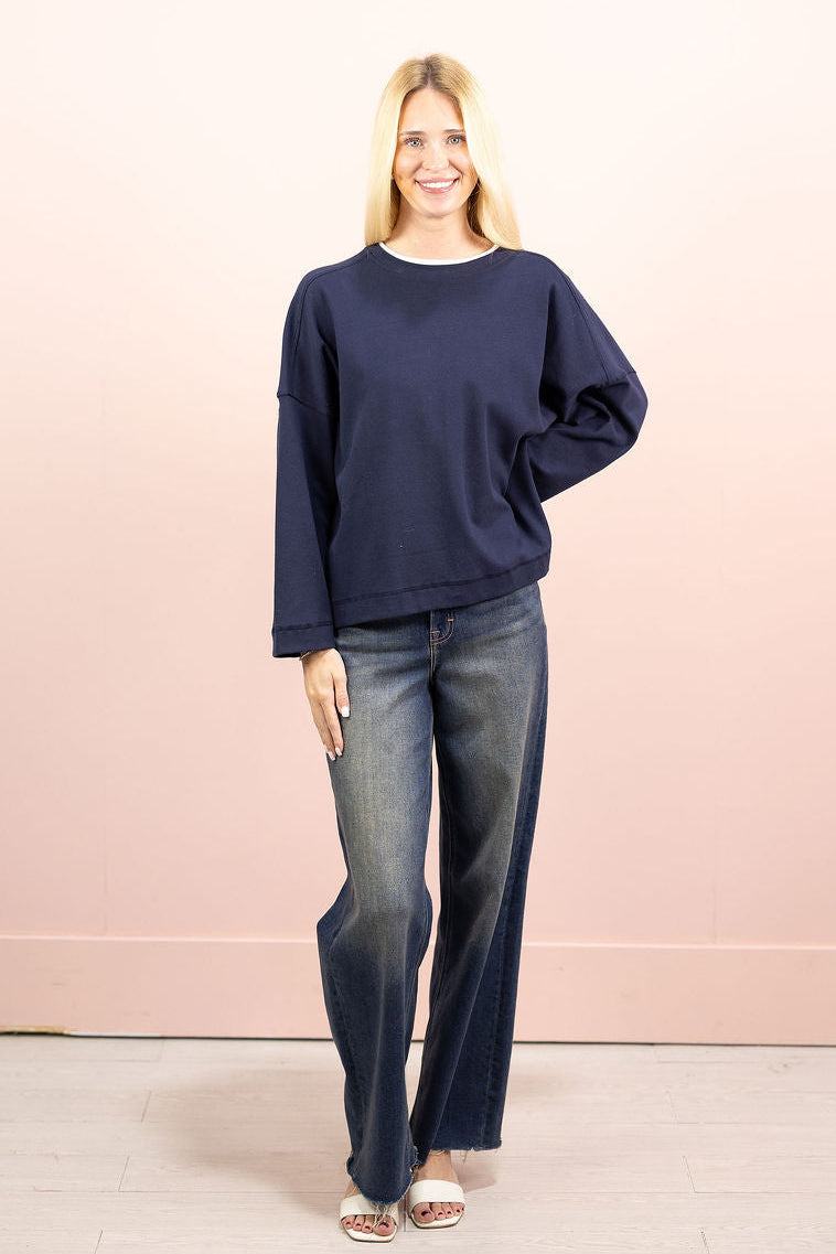 Double Layer Crewneck Navy