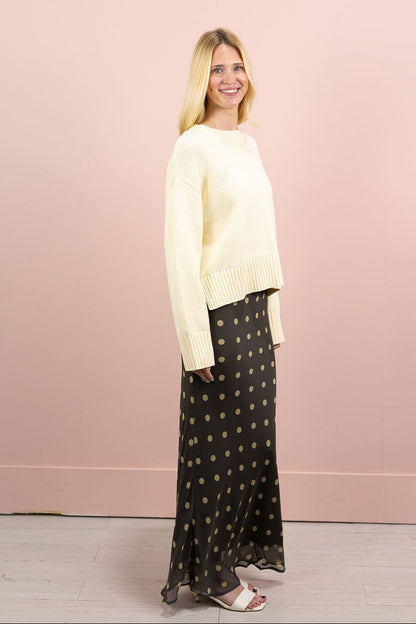 Kalila Polka Dot Midi Skirt Olive