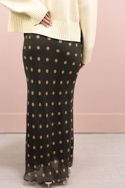 Kalila Polka Dot Midi Skirt Olive