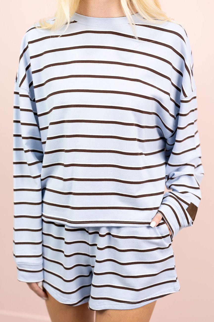 Brown/Blue Stripe Lounge Set of 2