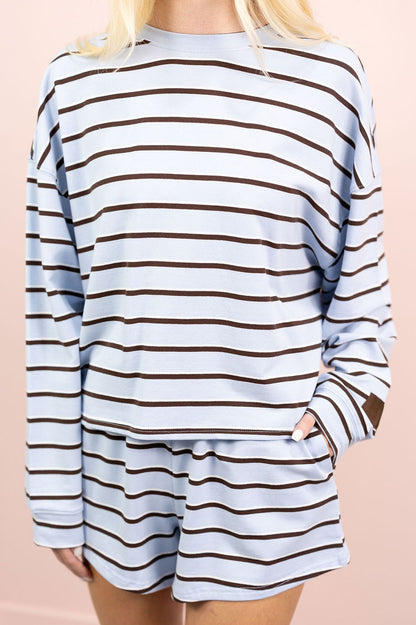 Brown/Blue Stripe Lounge Set of 2