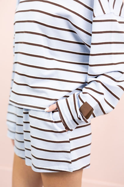 Brown/Blue Stripe Lounge Set of 2
