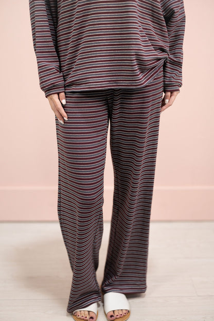 Multi Stripe Knit Pants Wine