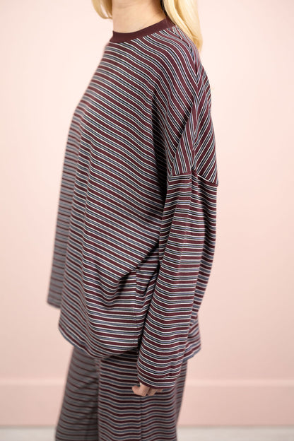 Multi Stripe Lounge Top Wine