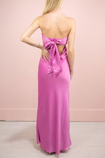 Satin Strapless Maxi Dress Peony