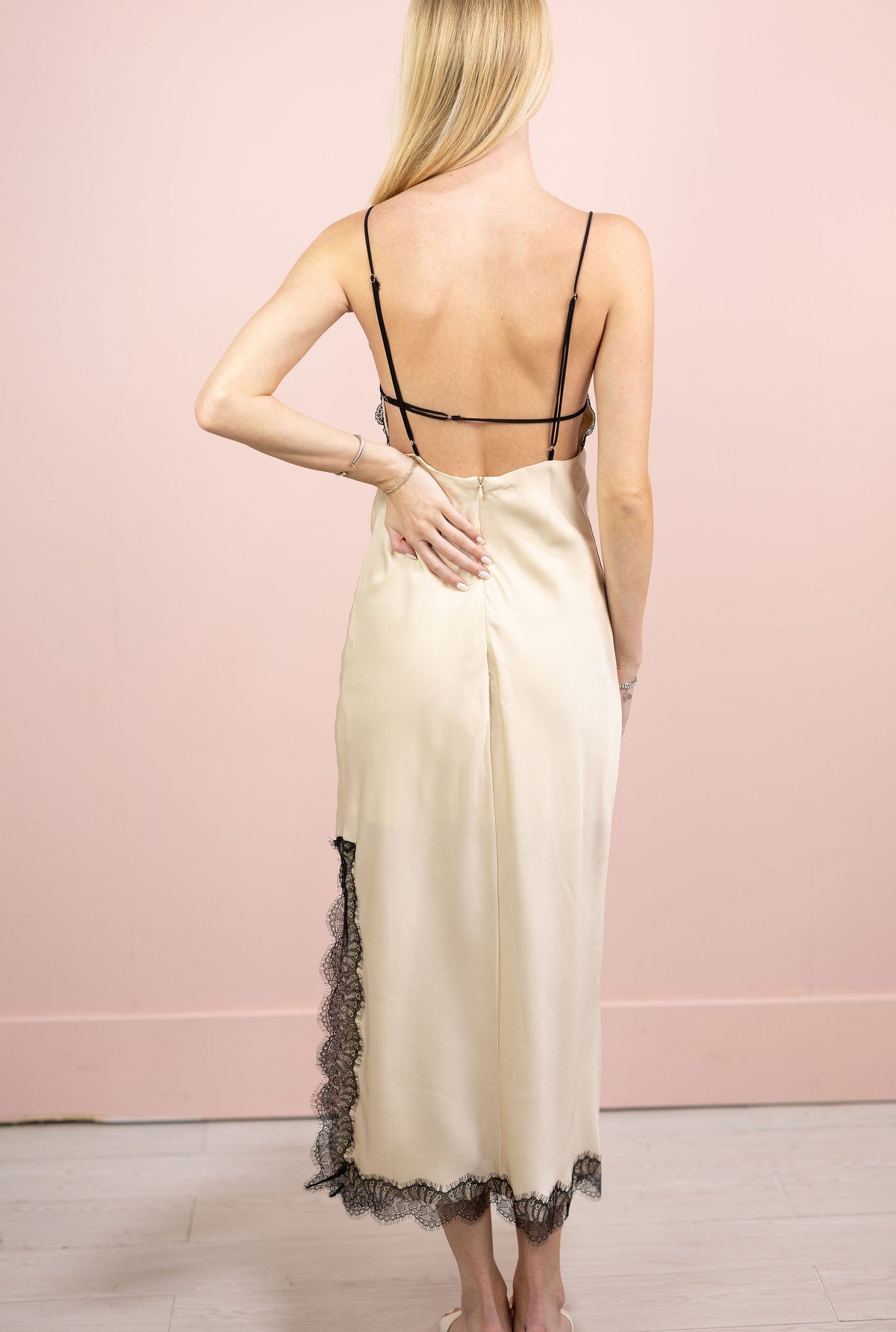 Louise Lace Satin Midi Dress