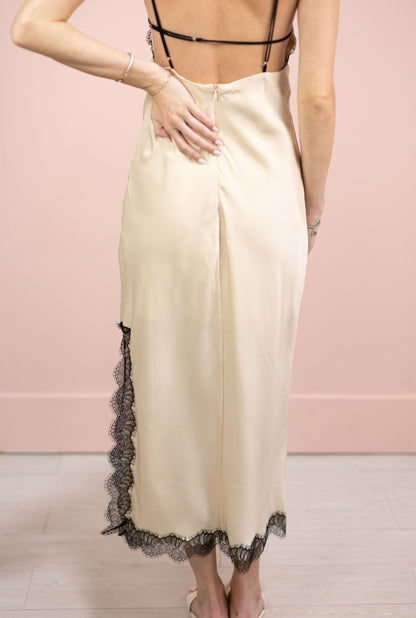 Louise Lace Satin Midi Dress