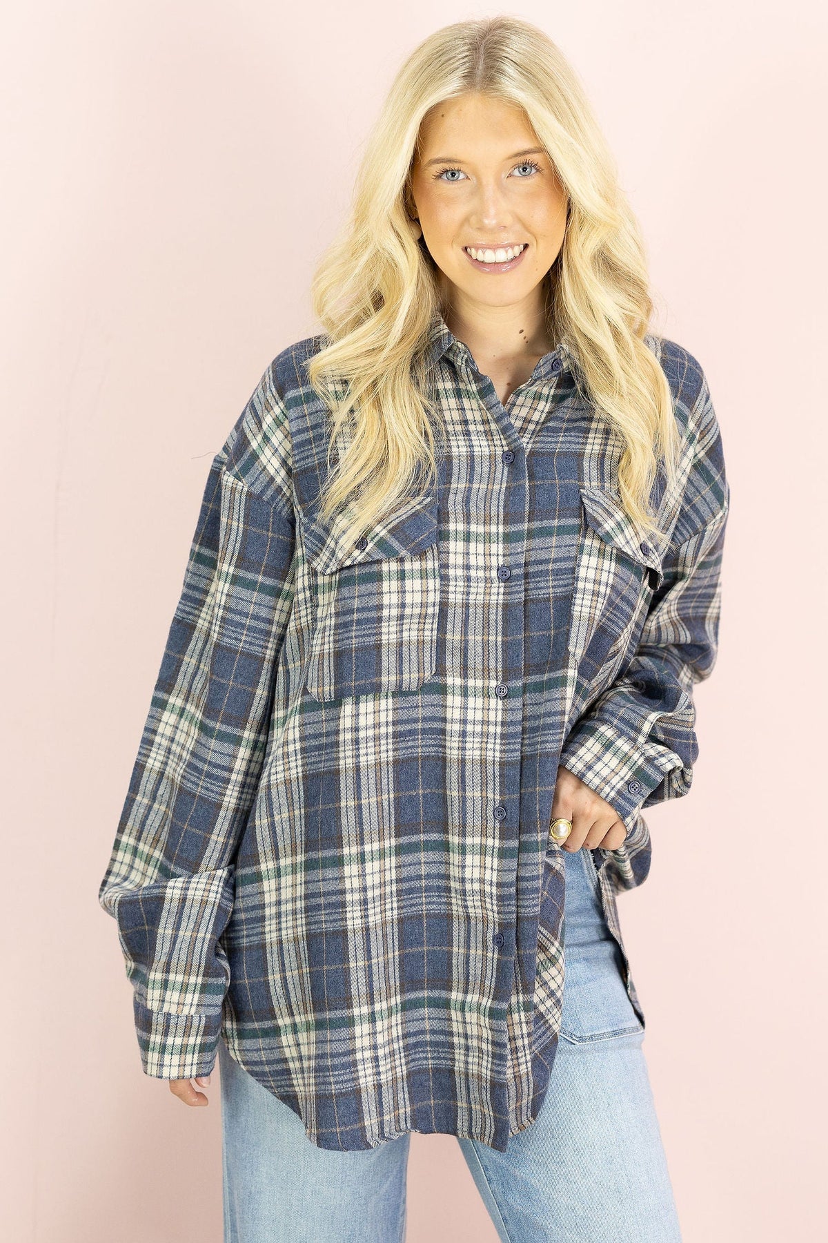 Oversized Navy Flannel