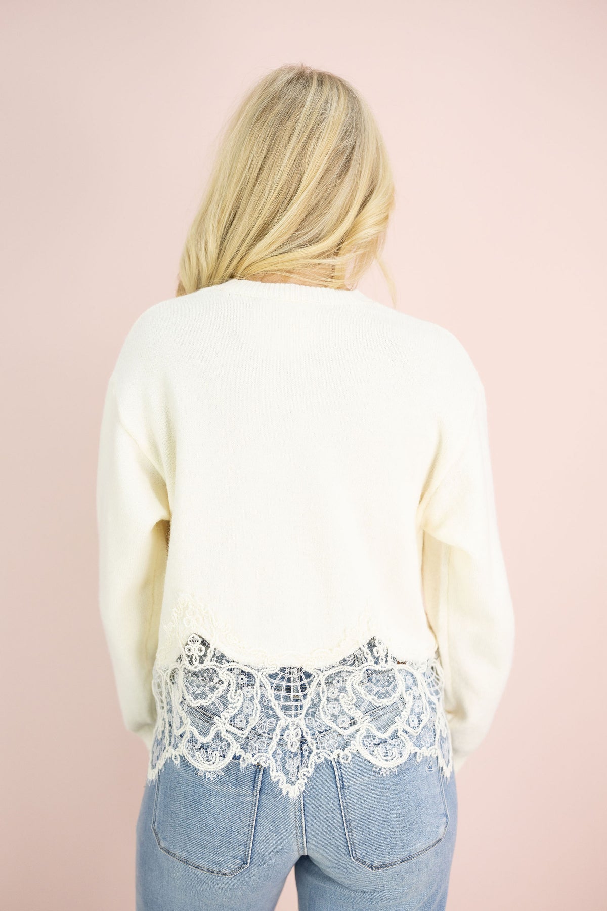 Cream Lace Trim Cardigan