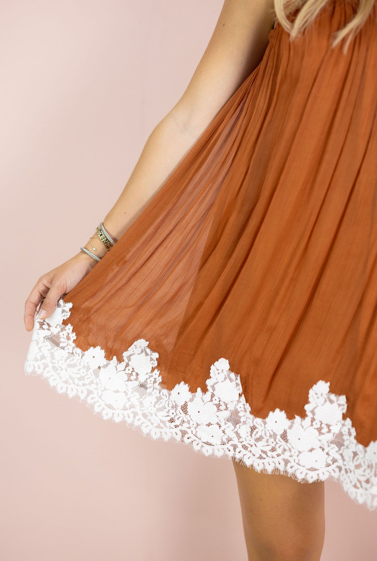 Pumpkin Pie Lace Hem Dress