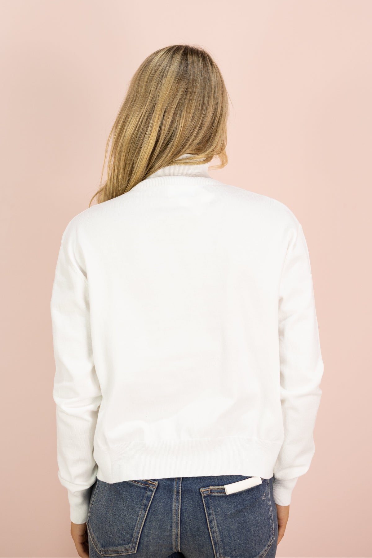 Button Down Mock Neck Sweater Ivory