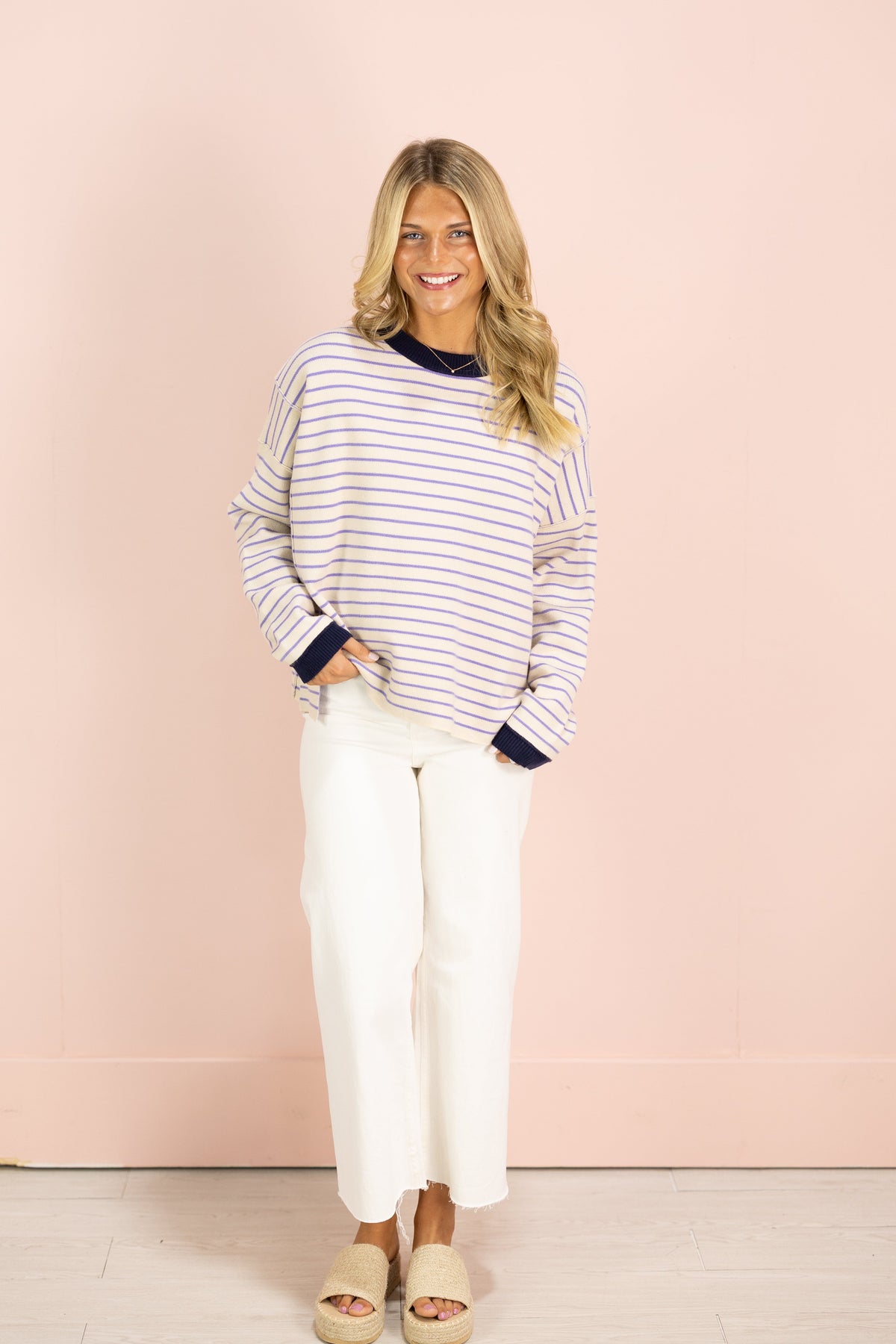 Dolce Contrast Stripe Pullover Navy