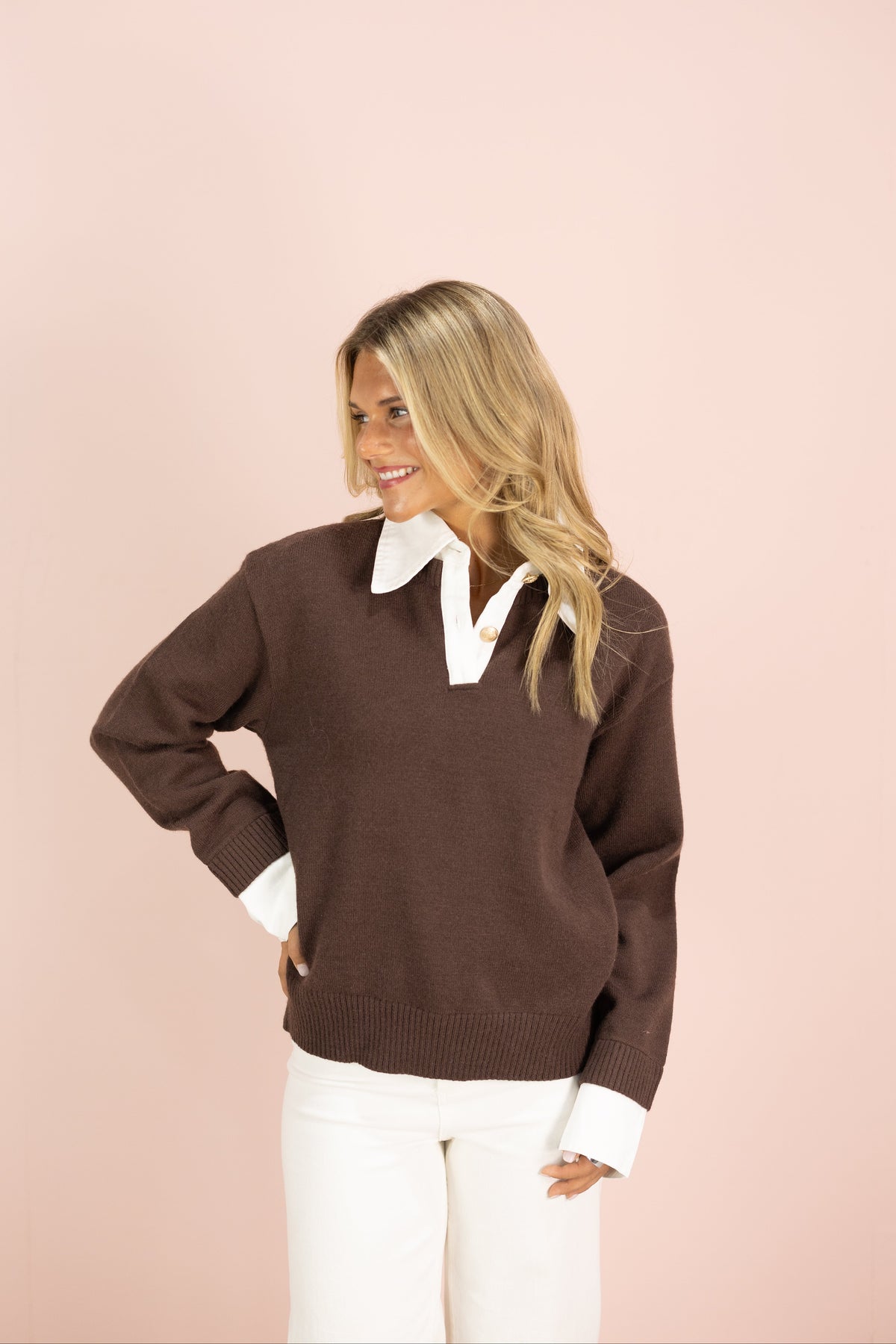 Brown Collared Rugby Sweater