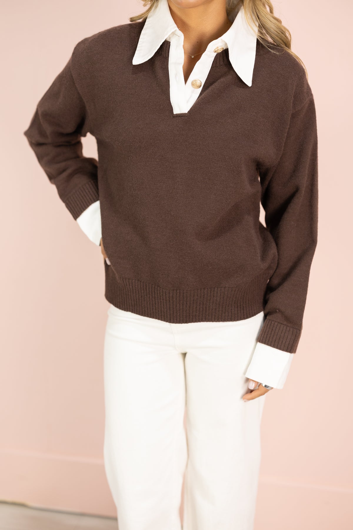 Brown Collared Rugby Sweater