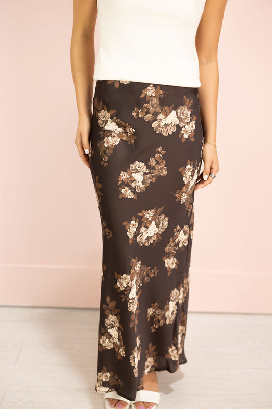 Kelsea Floral Satin Midi Skirt