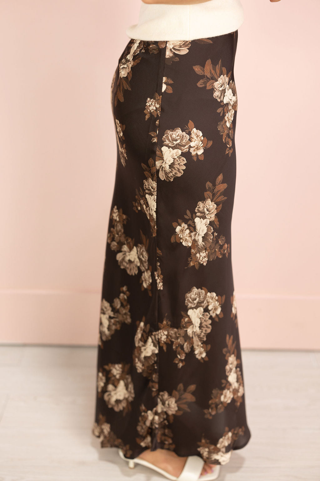 Kelsea Floral Satin Midi Skirt