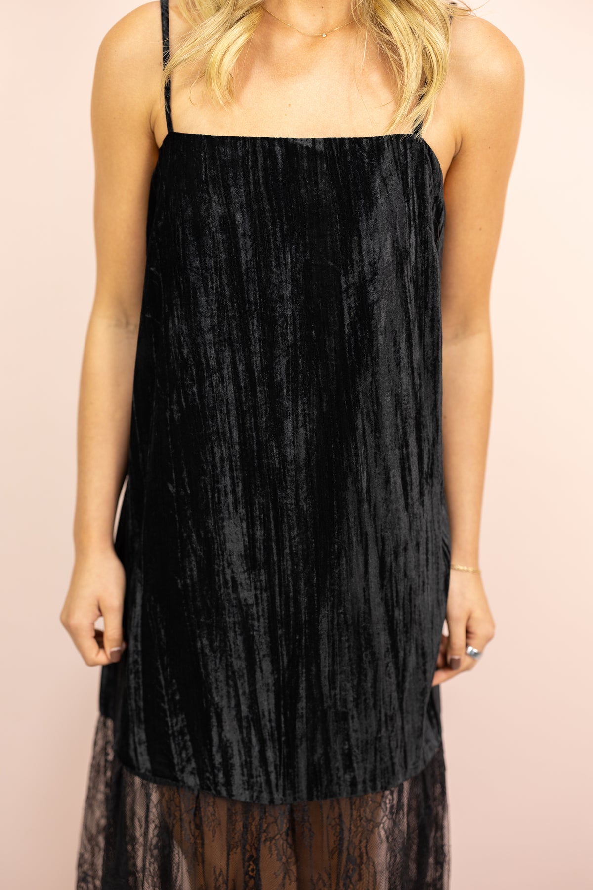 Velvet & Lace Combo Maxi Dress Black