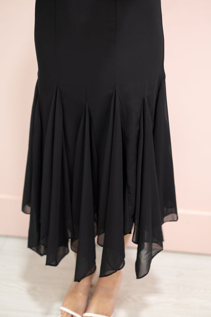 Black Asymmetrical Hem Dress