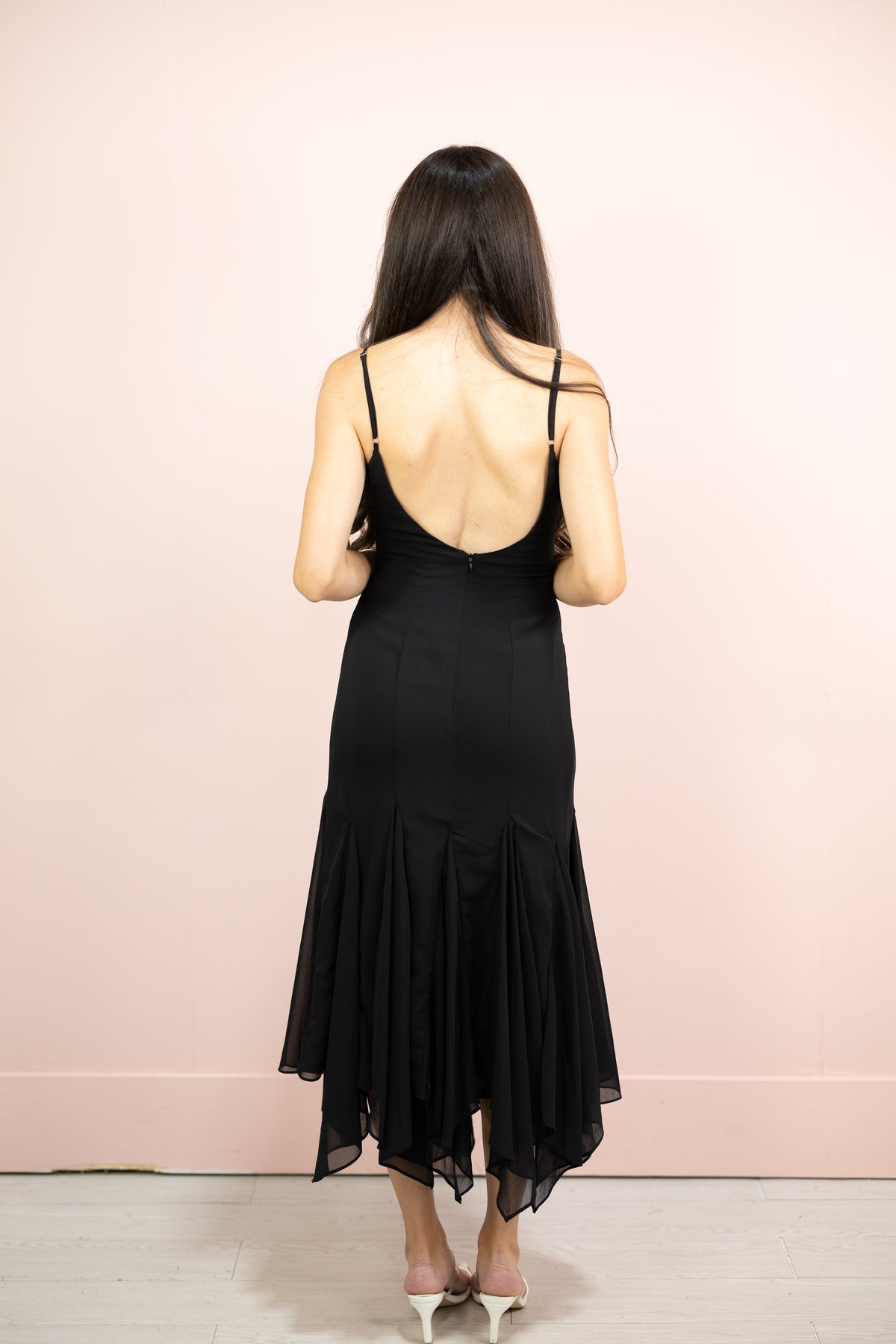 Black Asymmetrical Hem Dress