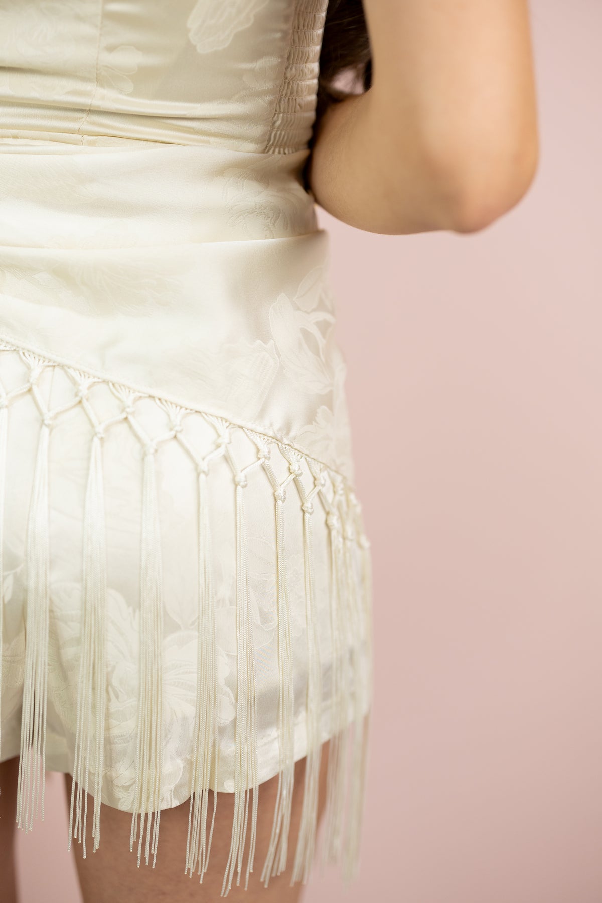 Satin Fringe Wrap Romper