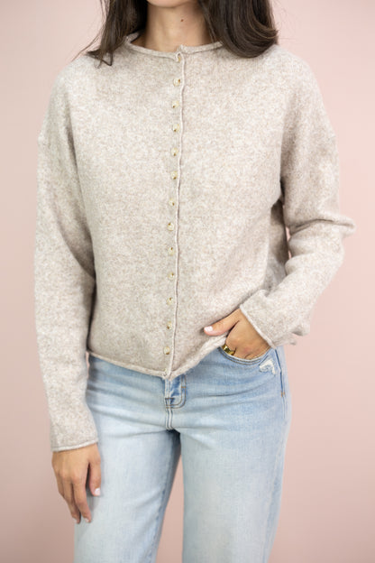 Mock Neck Cardigan Oat