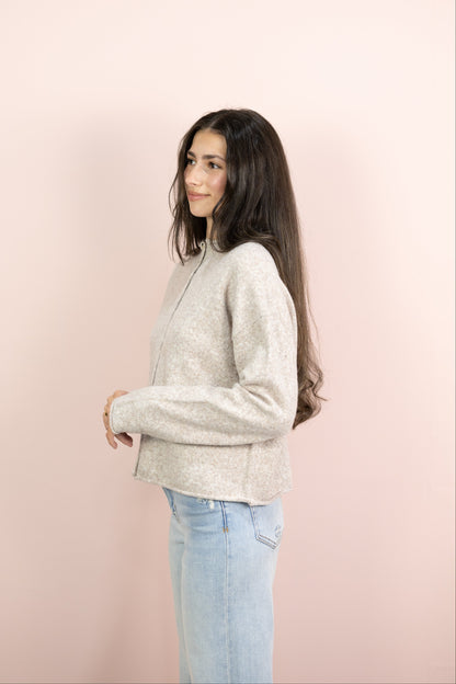 Mock Neck Cardigan Oat
