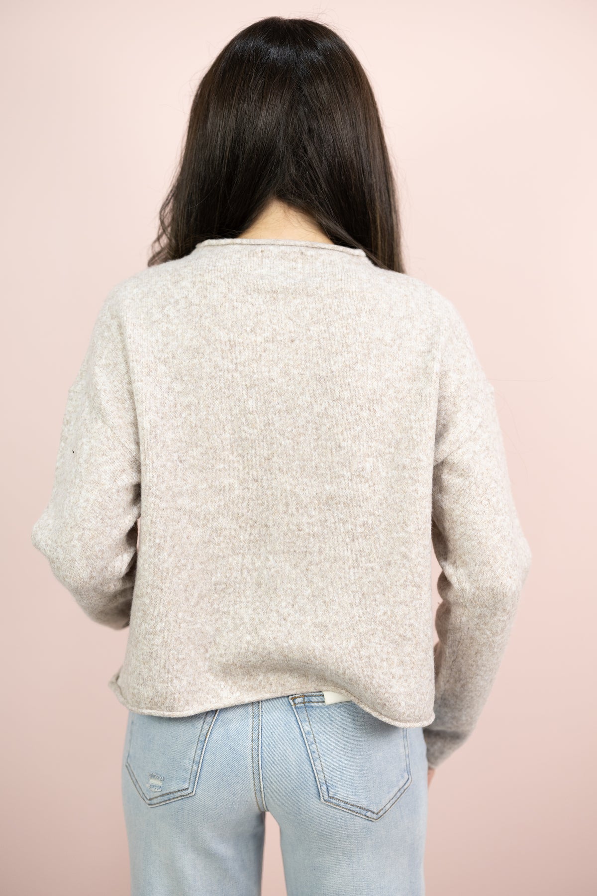 Mock Neck Cardigan Oat
