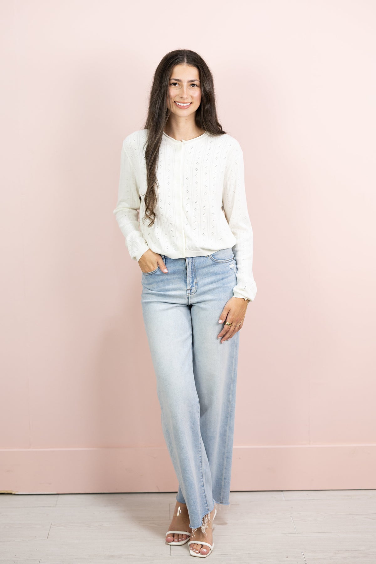 Beth Ivory Pointelle Cardigan