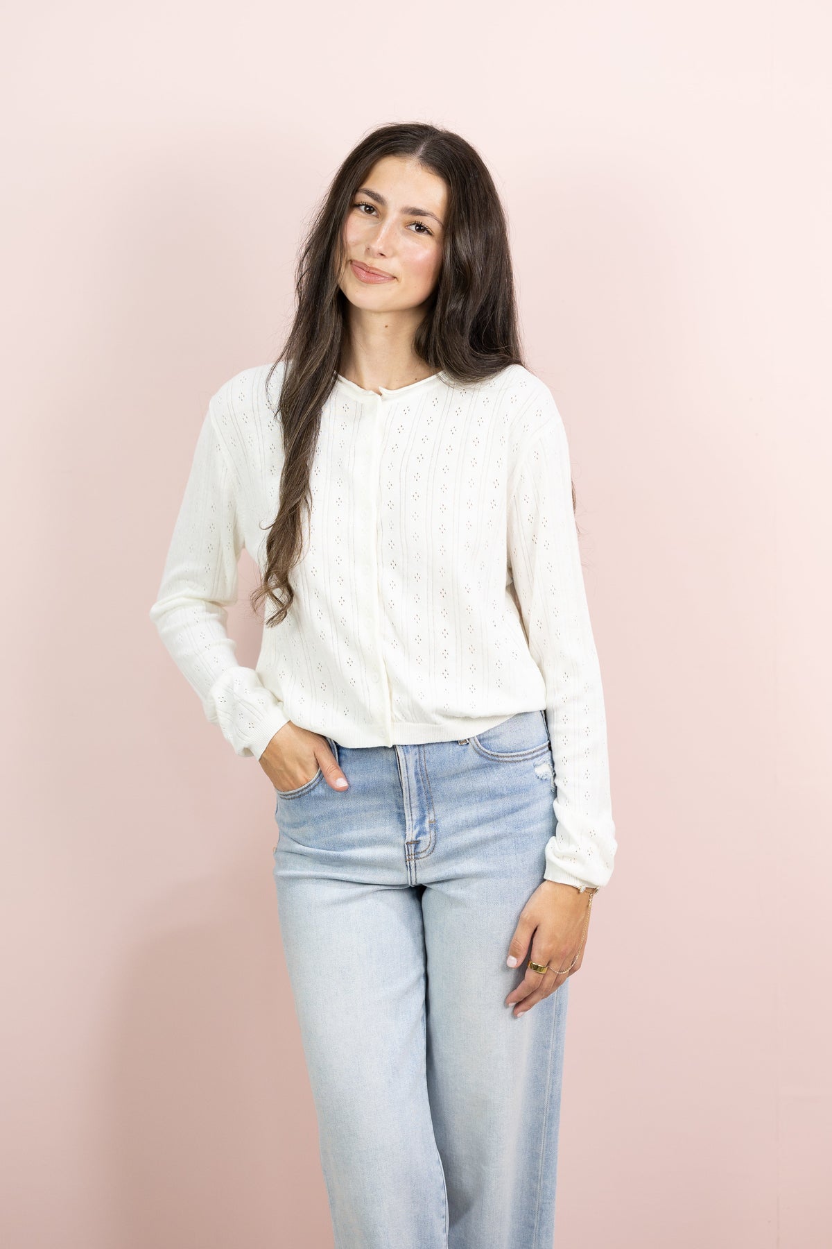 Beth Ivory Pointelle Cardigan
