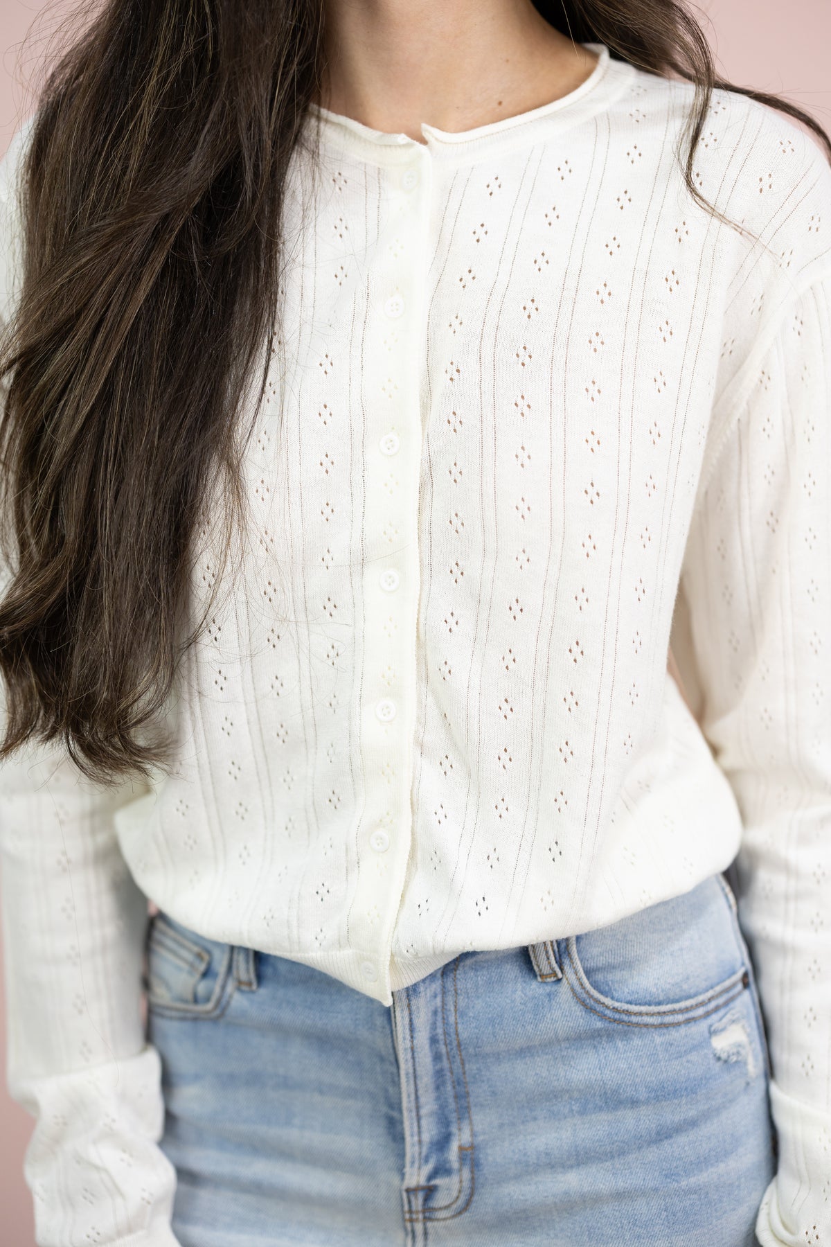 Beth Ivory Pointelle Cardigan