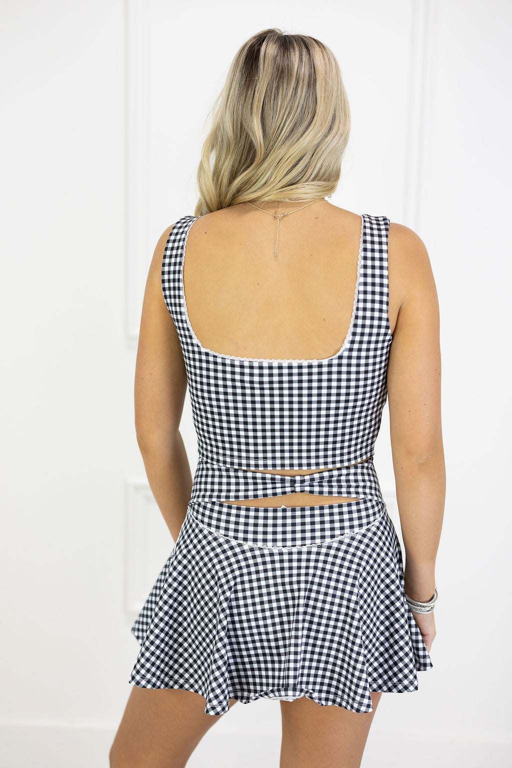 Black Gingham Crop Top
