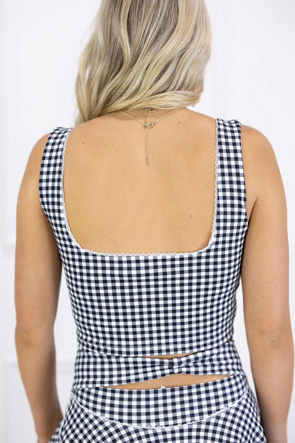 Black Gingham Crop Top