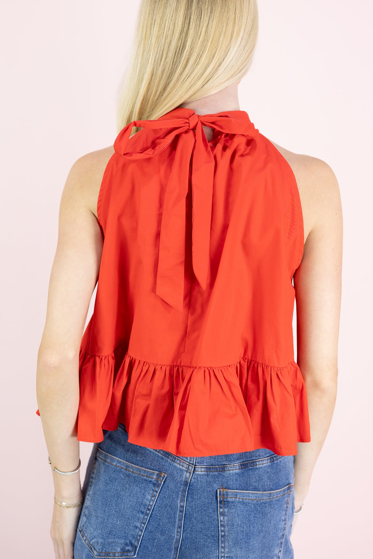 Halter Neck Flare Top Red