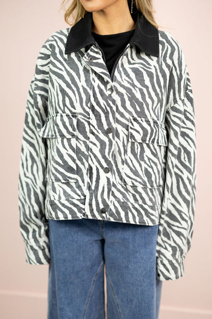 Zebra Oversized Twill Jacket