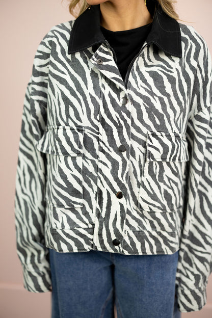Zebra Oversized Twill Jacket