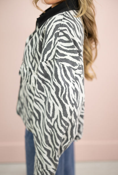 Zebra Oversized Twill Jacket