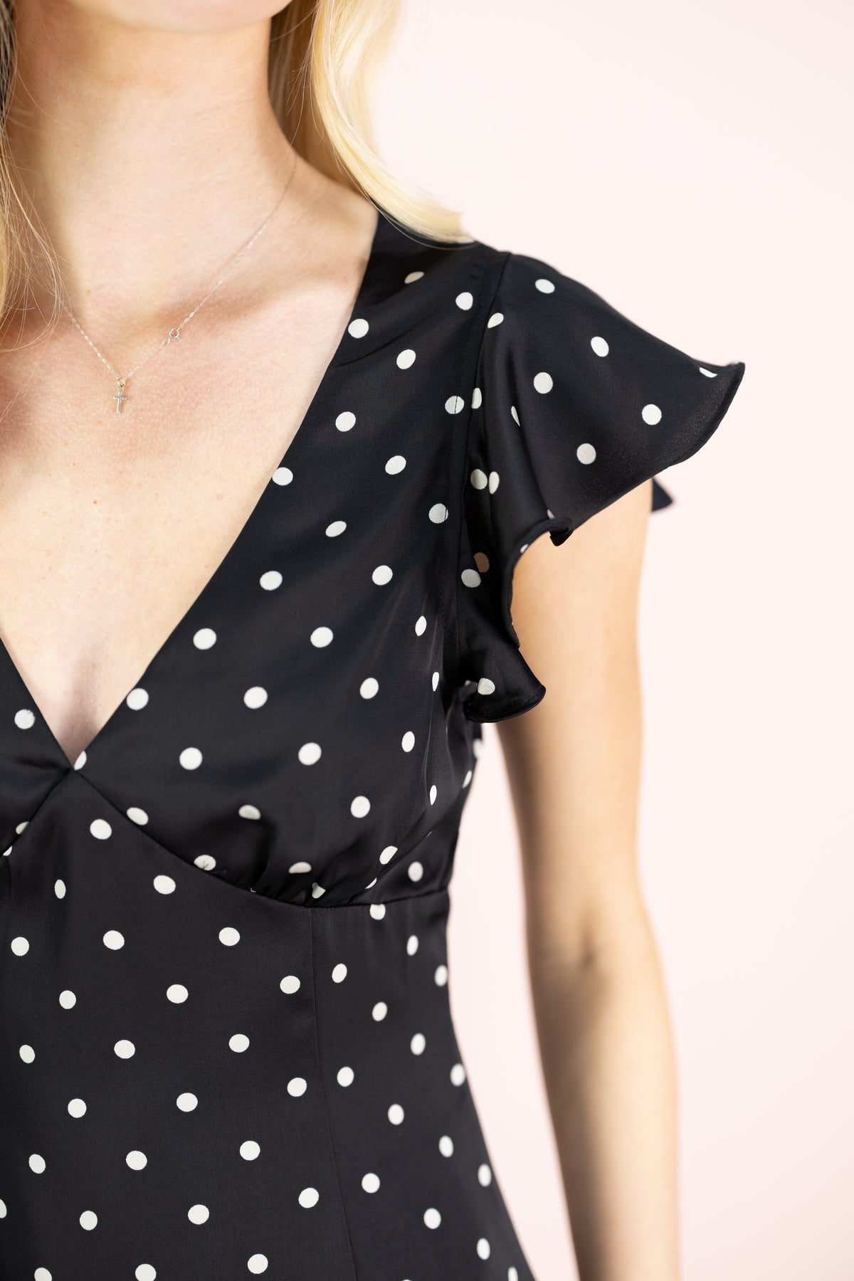 Polka Dot Flutter Sleeve Dress