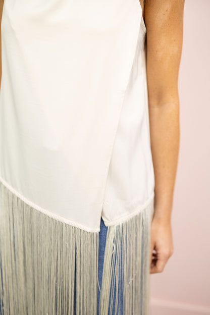 Fringe Hem Top Champagne