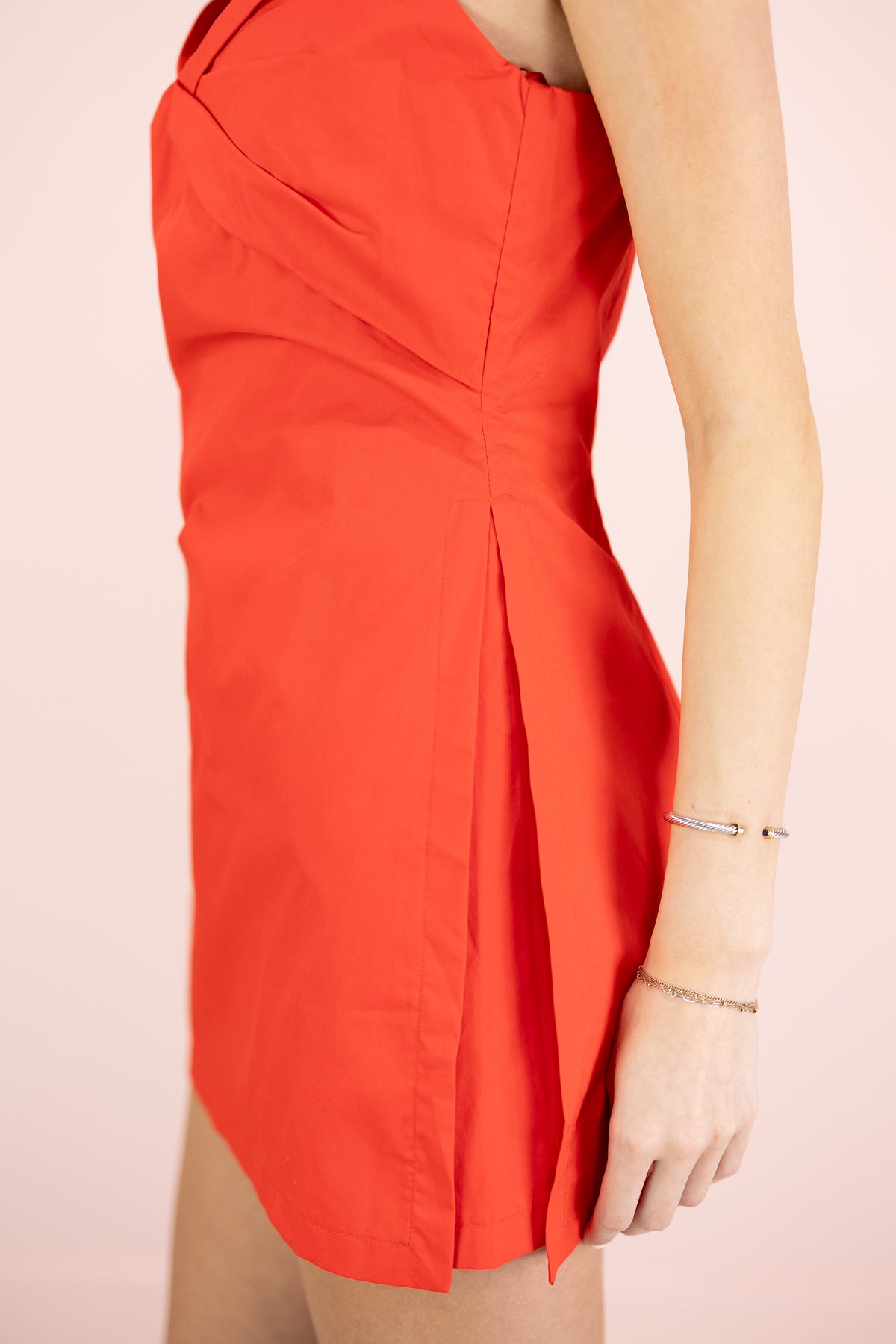 Poplin Twist Romper Dress Red