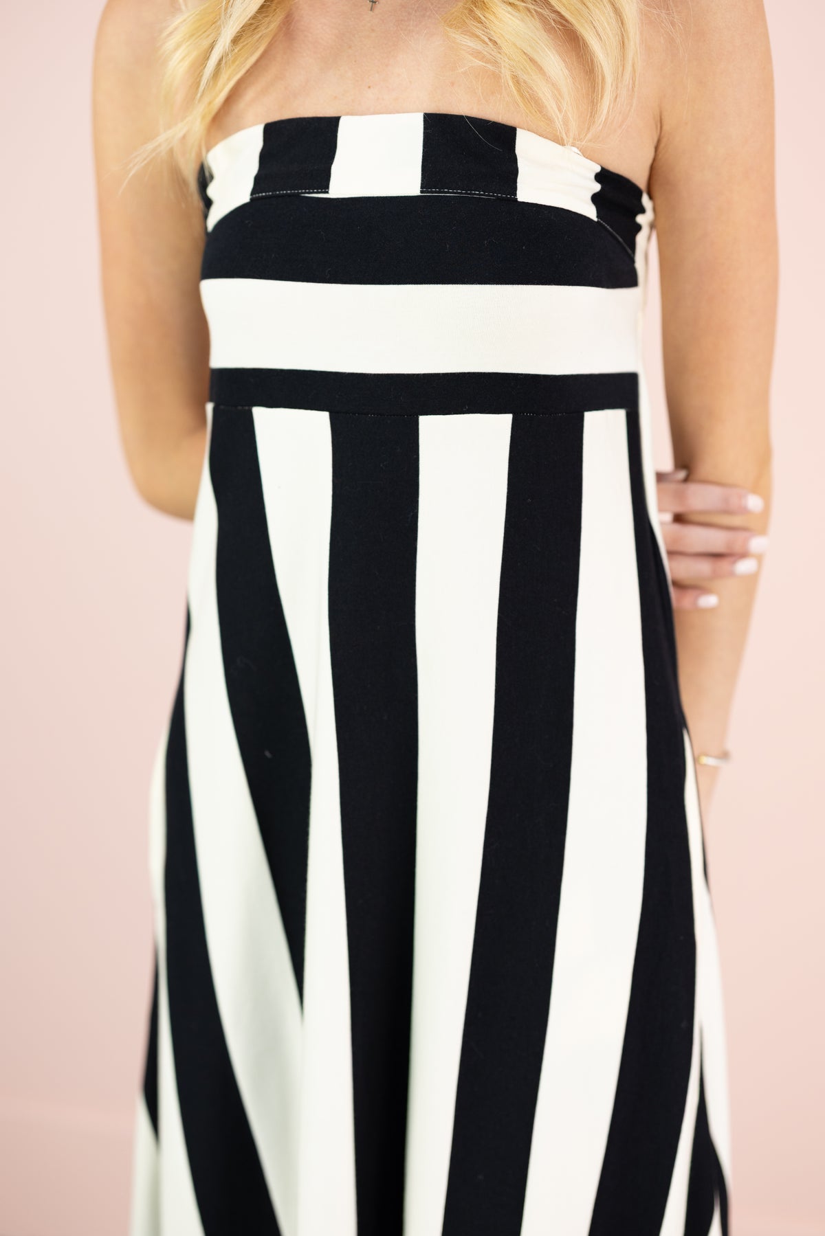 Mixed Stripe Maxi Dress w/ Ruffle