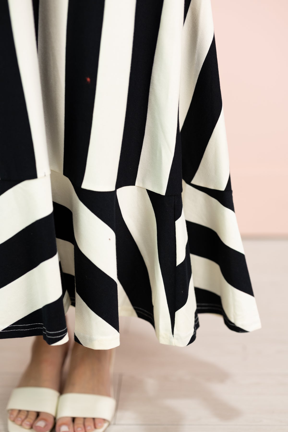 Mixed Stripe Maxi Dress w/ Ruffle