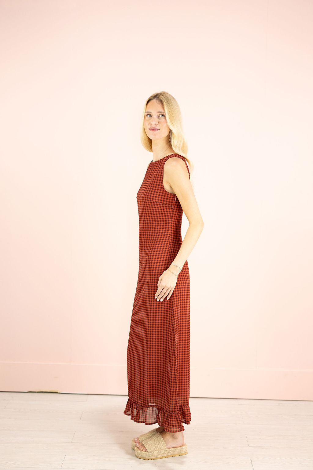Gingham Frill Maxi Dress