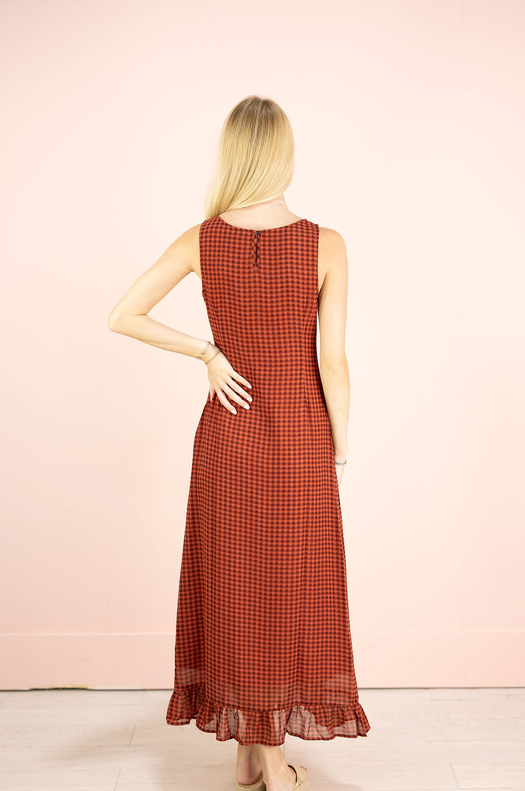 Gingham Frill Maxi Dress