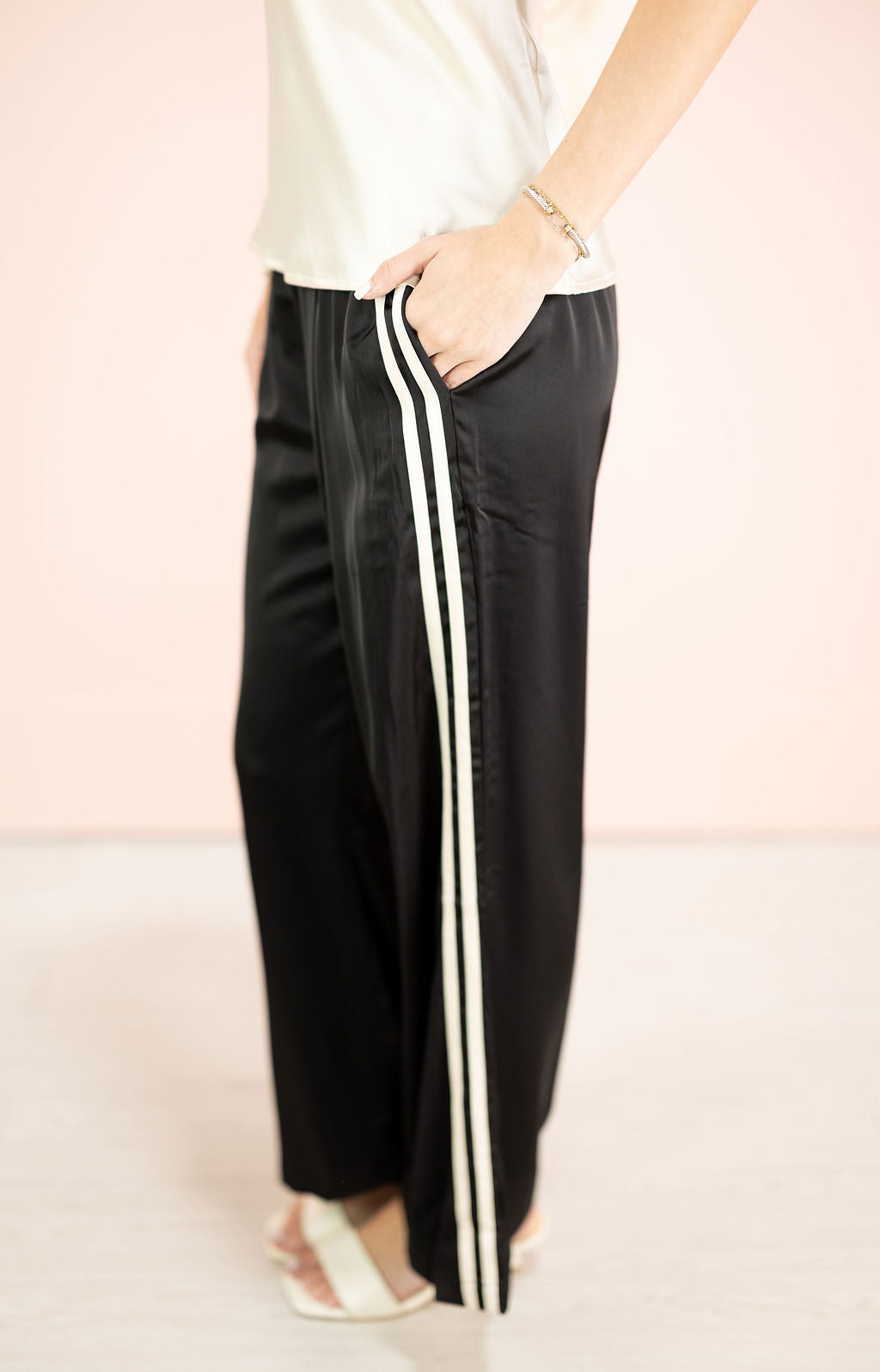 Satin Sports Stripe Pants