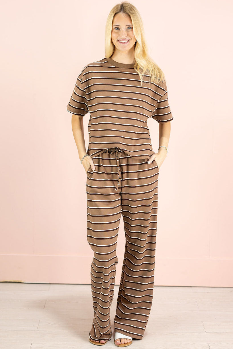 Brown Stripe Lounge Set of 2