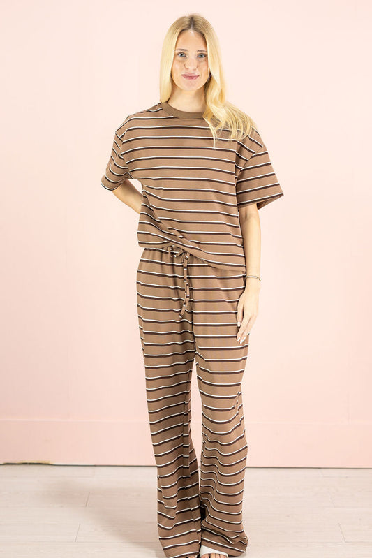Brown Stripe Lounge Set of 2
