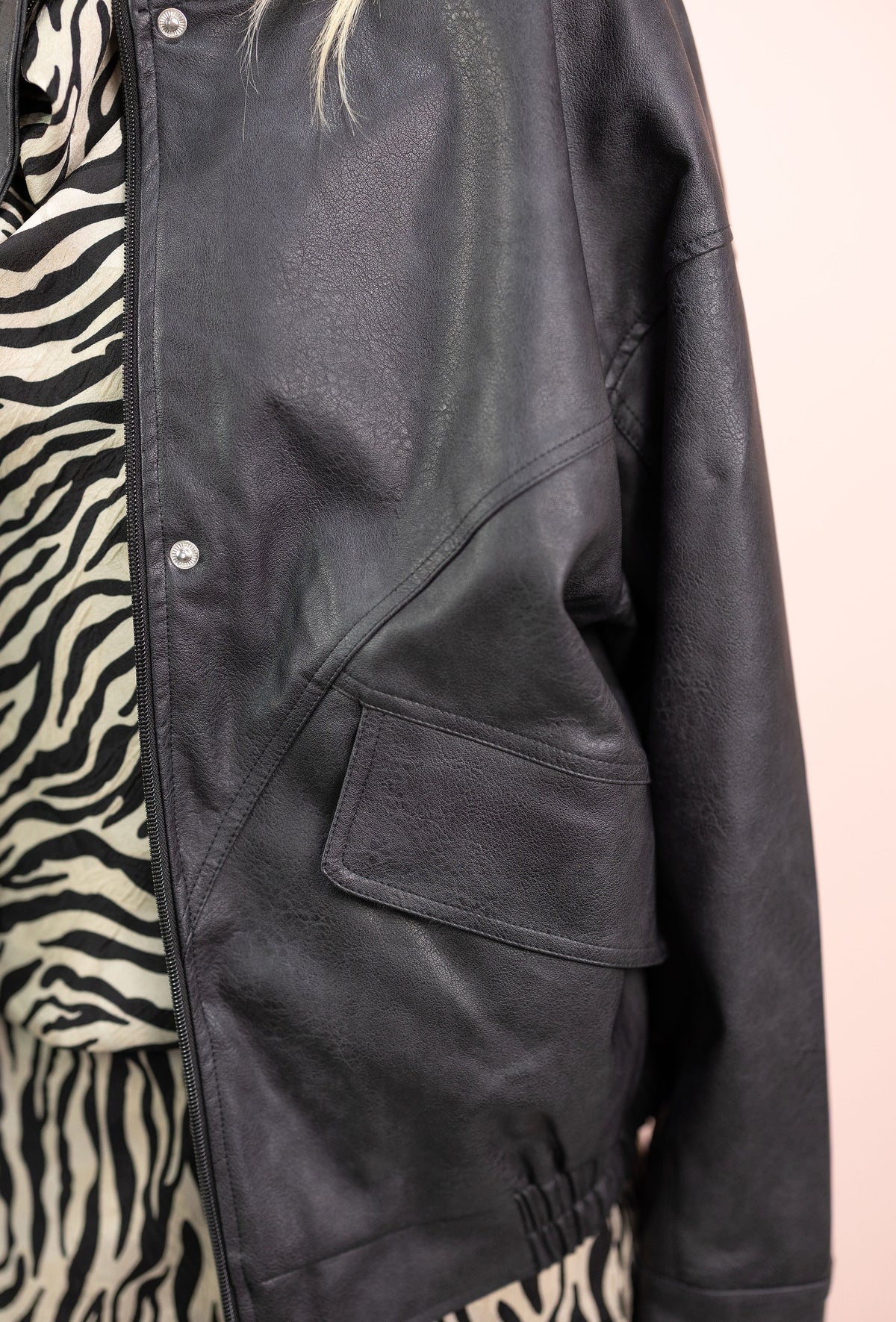 Kari Faux Leather Funnel Jacket