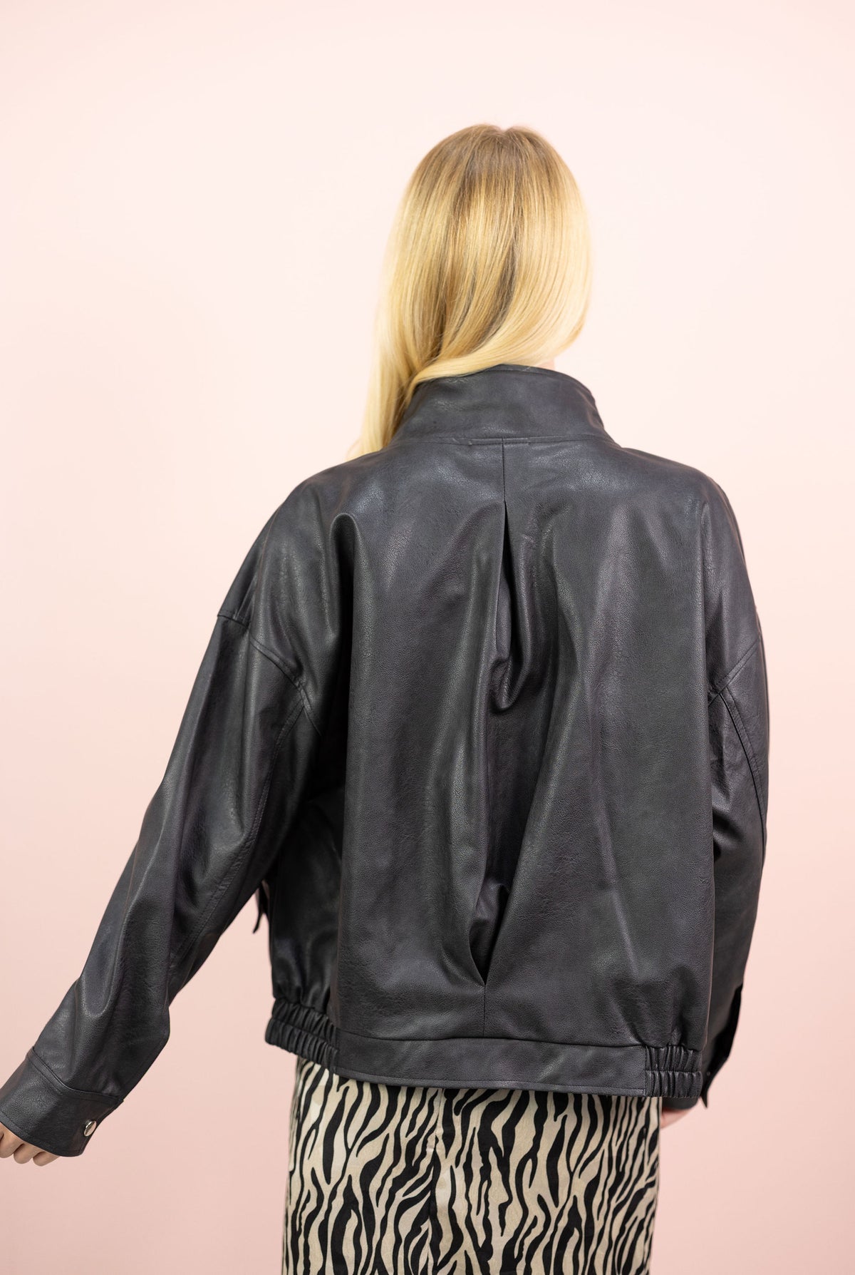 Kari Faux Leather Funnel Jacket